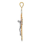 FJC Finejewelers 14 Kt Tri Color Gold with White with Rhodium Crucifix Cross Charm