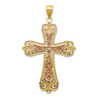 FJC Finejewelers 14 Kt Tri Color Gold with White with Rhodium Crucifix Cross Charm