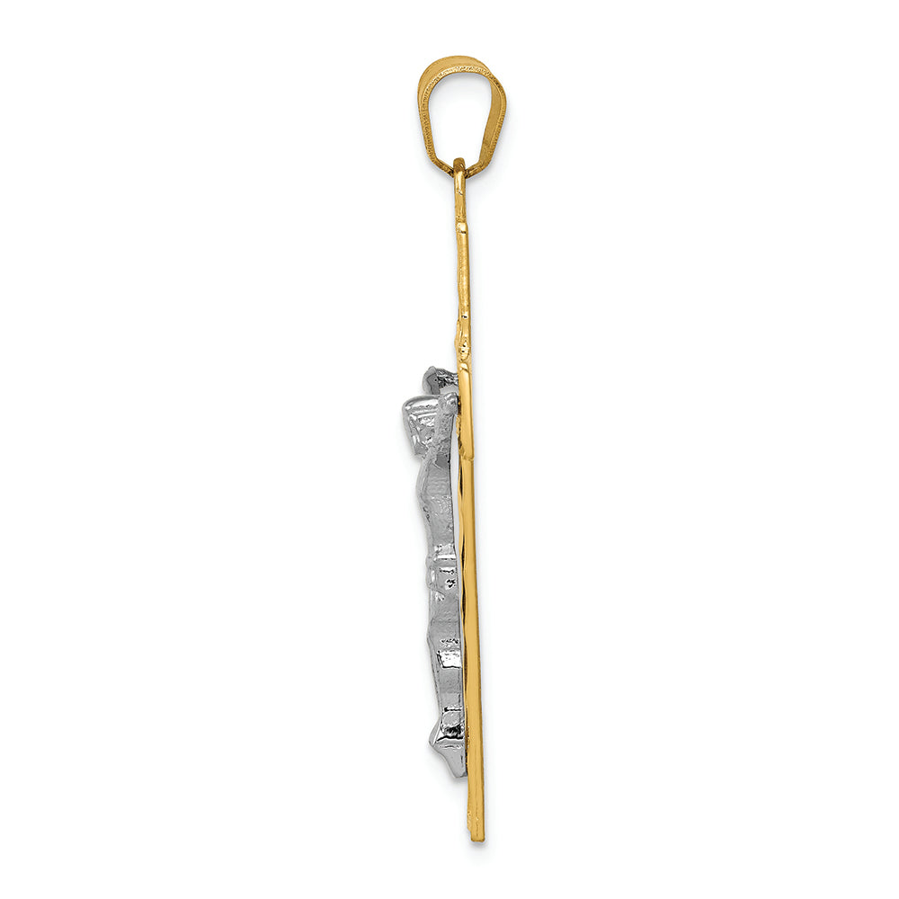 FJC Finejewelers 14k Two-tone Gold Bright Cut Crucifix Charm