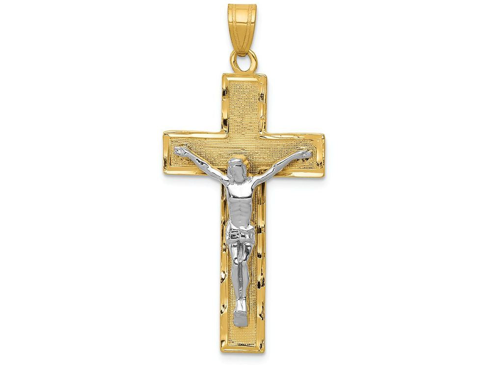 FJC Finejewelers 14k Two-tone Gold Bright Cut Crucifix Charm