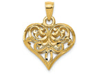 FJC Finejewelers 14k Yellow Gold Bright Cut Open Filgree Fleur-de-lis Heart Charm (large)