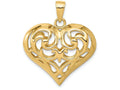 FJC Finejewelers 14k Yellow Gold 3d Bright Cut Open Filigree Heart Charm
