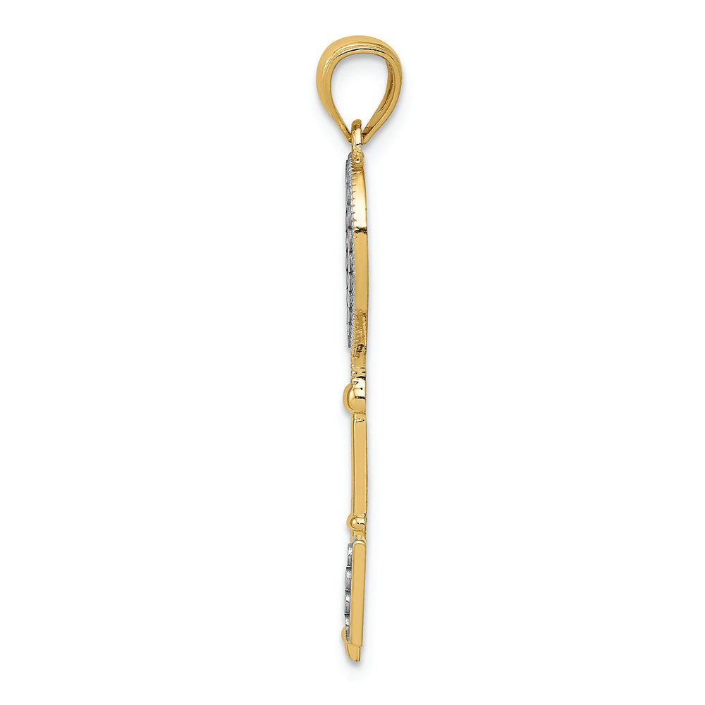 FJC Finejewelers 14k Yellow Gold with Rhodium Heart Key Charm