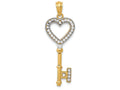 FJC Finejewelers 14k Yellow Gold with Rhodium Heart Key Charm