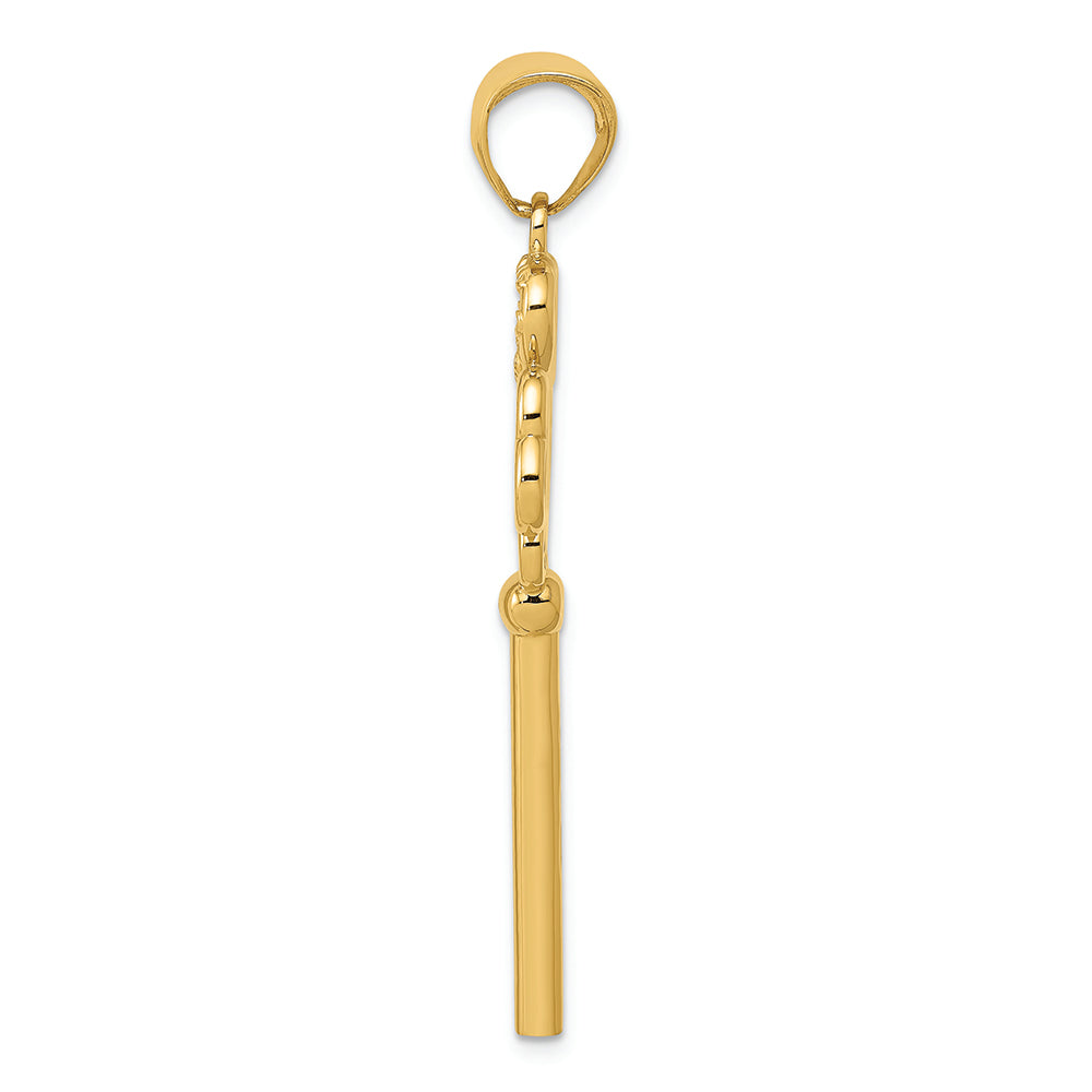 FJC Finejewelers 14k Yellow Gold Triple Heart Key To My Heart Charm