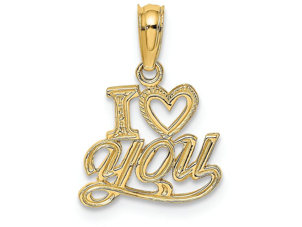 FJC Finejewelers 14k Yellow Gold Polished Textured I Heart You Charm