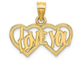 FJC Finejewelers 14k Yellow Gold Polished Textured I Love You Double Heart Charm
