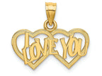 FJC Finejewelers 14k Yellow Gold Polished Textured I Love You Double Heart Charm