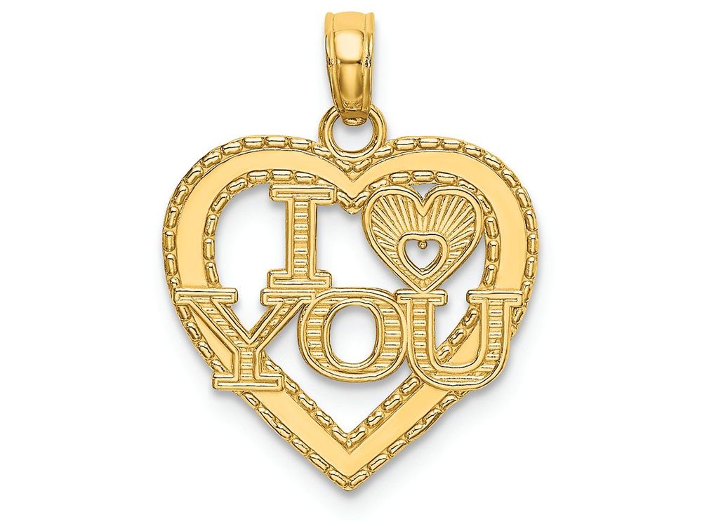 FJC Finejewelers 14k Yellow Gold Polished Textured I Heart You Charm