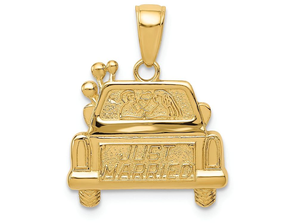 FJC Finejewelers 14k Yellow Gold Polished Textured Just Married Charm