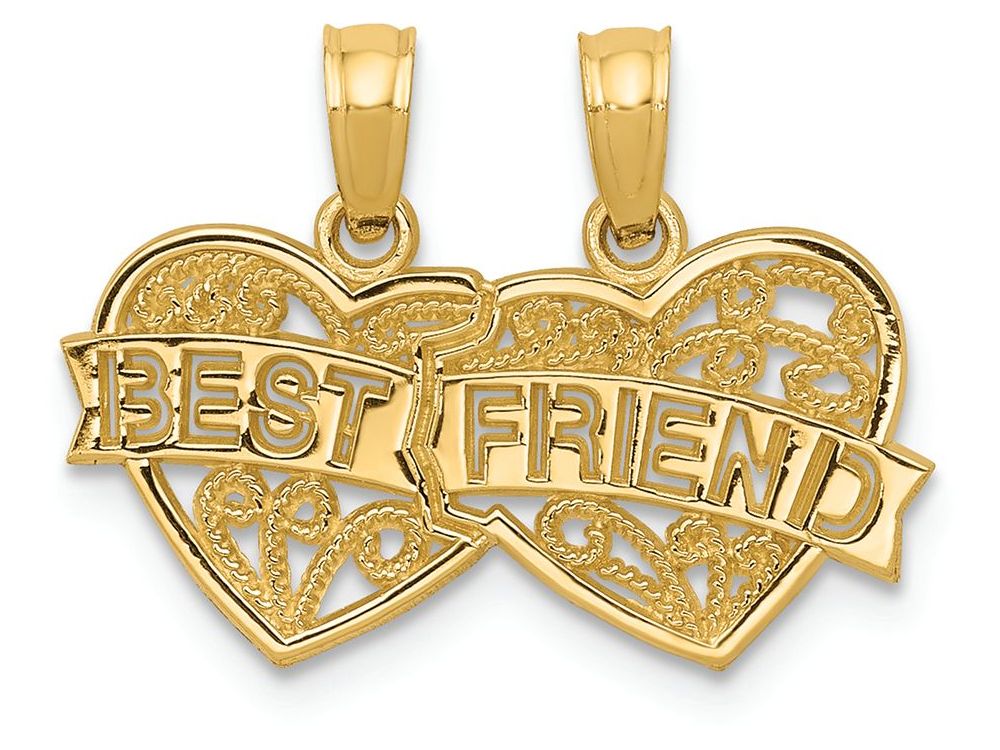 FJC Finejewelers 14k Yellow Gold Best Friend Breakable Double Hearts Charm