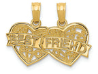FJC Finejewelers 14k Yellow Gold Best Friend Breakable Double Hearts Charm