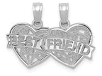 FJC Finejewelers 14k White Gold White Best Friend Breakable Double Hearts with Banner Charm