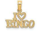 FJC Finejewelers 14k Yellow Gold Polished Textured I Love Bingo Charm