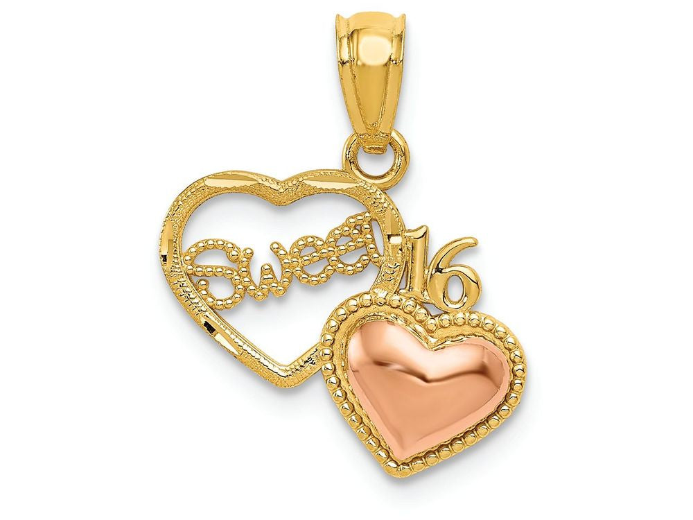 FJC Finejewelers 14k Two-tone Gold Sweet 16 Heart Charm