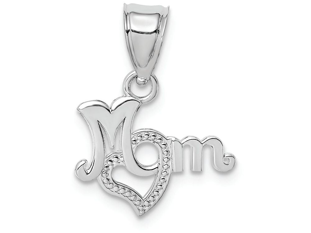 FJC Finejewelers 14k White Gold Mom with Heart Charm