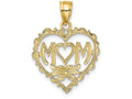 FJC Finejewelers 14k Yellow Gold Mom In Heart with Heart Shaped O Charm