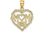 FJC Finejewelers 14k Yellow Gold Mom In Heart with Heart Shaped O Charm