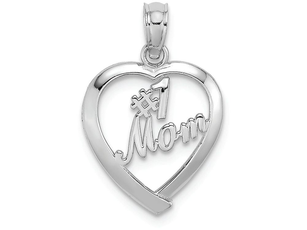 FJC Finejewelers 14k White Gold #1 Mom In Heart Charm