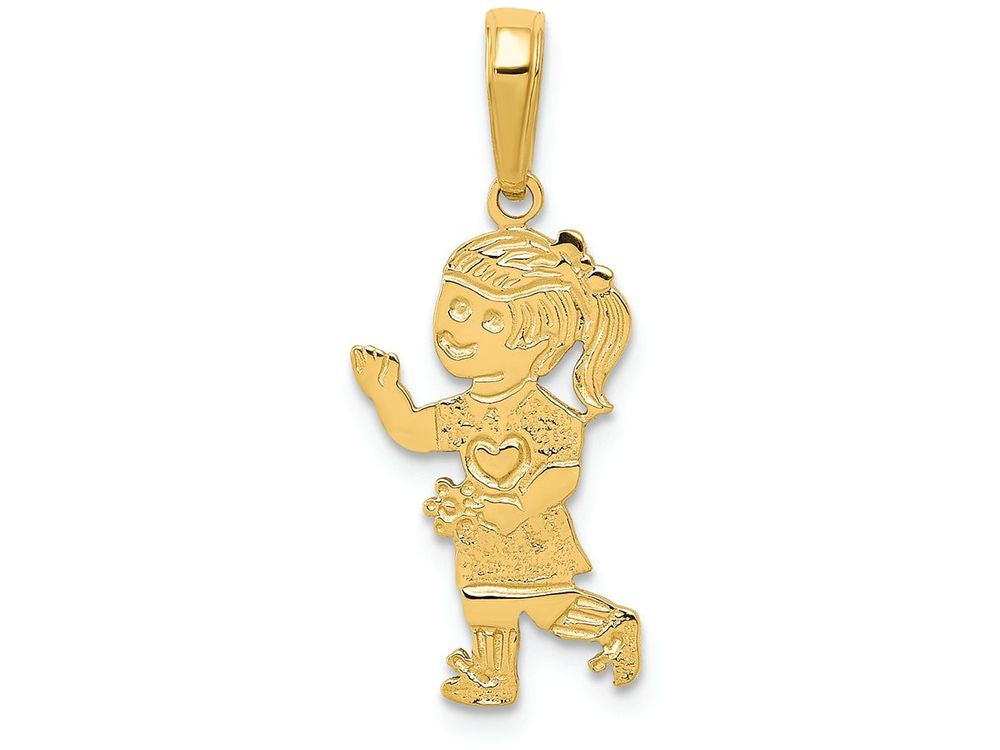FJC Finejewelers 14k Yellow Gold Little Girl Walking with Flowers Charm