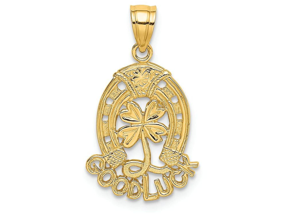 FJC Finejewelers 14k Yellow Gold Good Luck with Horseshoe And Clover Charm