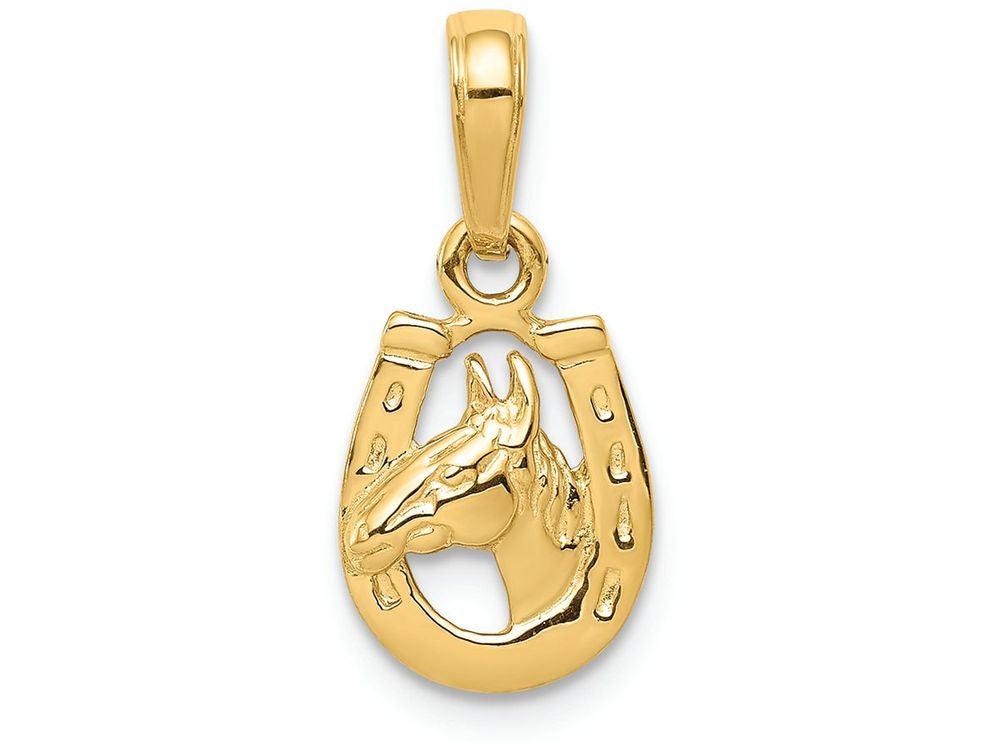 FJC Finejewelers 14k Yellow Gold Horseshoe with Horse Head Charm