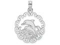 FJC Finejewelers 14k White Gold Cut-out Jumping Dolphins Charm
