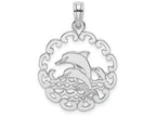 FJC Finejewelers 14k White Gold Cut-out Jumping Dolphins Charm