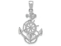 FJC Finejewelers 14k White Gold White Anchor Wheel with Flat Tips Charm