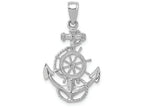 FJC Finejewelers 14k White Gold White Anchor Wheel with Flat Tips Charm