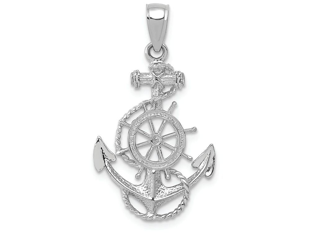 FJC Finejewelers 14k White Gold White Anchor Wheel with Flat Tips Charm