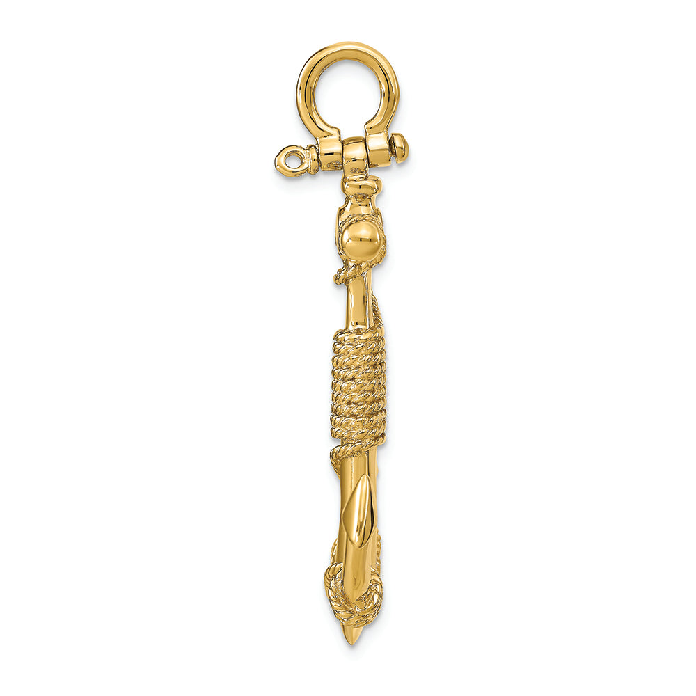 FJC Finejewelers 14k Yellow Gold 3d Solid Anchor with Rope Charm