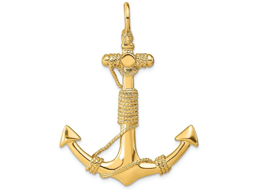 FJC Finejewelers 14k Yellow Gold 3d Solid Anchor with Rope Charm