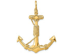 FJC Finejewelers 14k Yellow Gold 3d Solid Anchor with Rope Charm