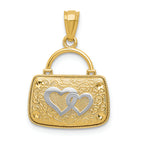 FJC Finejewelers 14k Yellow Gold with Rhodium Reversible Heart Handbag Charm