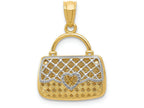 FJC Finejewelers 14k Yellow Gold with Rhodium Reversible Heart Handbag Charm
