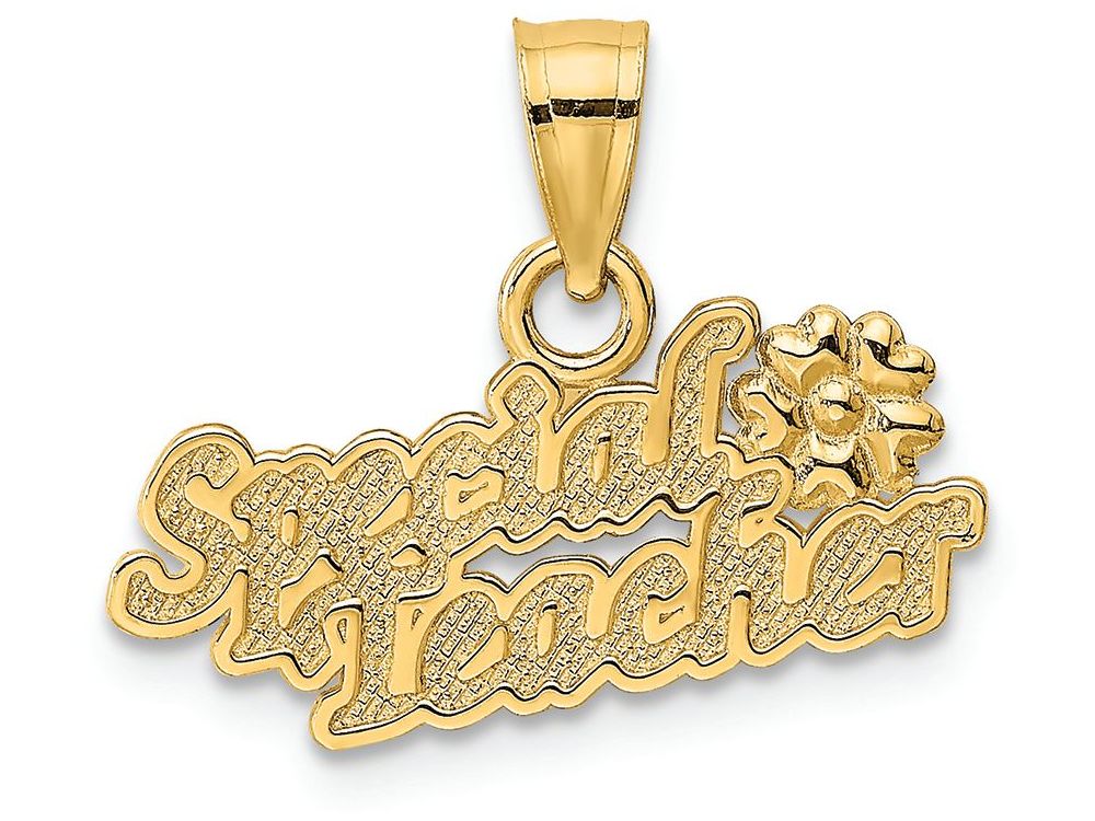 FJC Finejewelers 14k Yellow Gold Special Teacher with Flower Charm