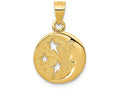 FJC Finejewelers 14k Yellow Gold Polished Flat-backed Moon with Three Stars Charm