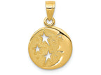 FJC Finejewelers 14k Yellow Gold Polished Flat-backed Moon with Three Stars Charm