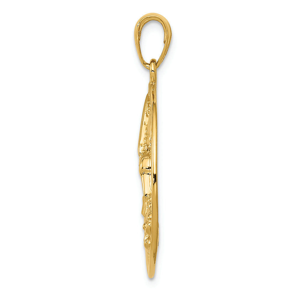 FJC Finejewelers 14k Yellow Gold Hummingbird In Round Frame Charm