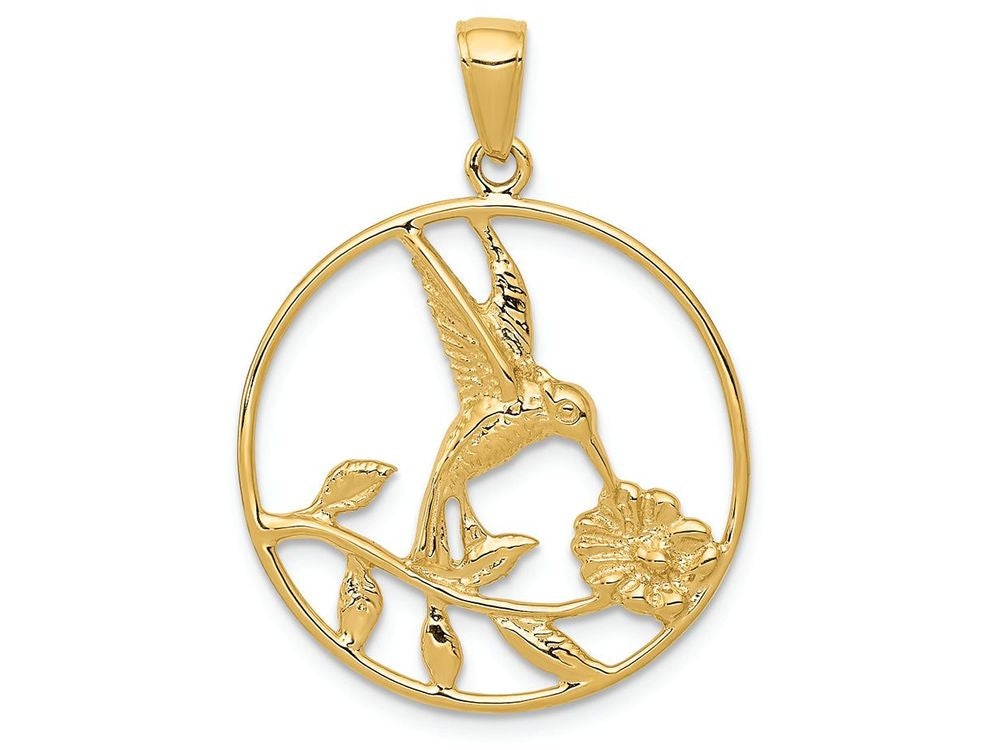 FJC Finejewelers 14k Yellow Gold Hummingbird In Round Frame Charm