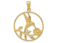 FJC Finejewelers 14k Yellow Gold Hummingbird In Round Frame Charm