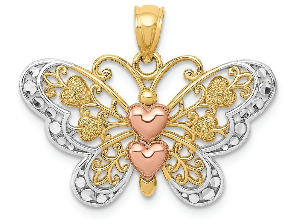 FJC Finejewelers 14k Two-tone Gold White with Rhodium Butterfly Charm