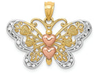 FJC Finejewelers 14k Two-tone Gold White with Rhodium Butterfly Charm