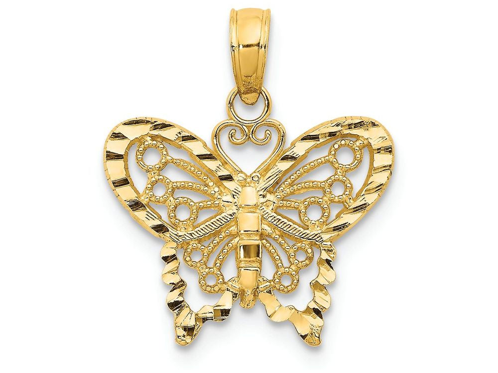 FJC Finejewelers 14k Yellow Gold Bright Cut Butterfly Charm