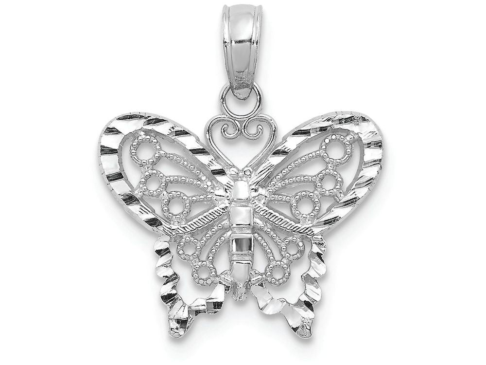 FJC Finejewelers 14k White Gold Bright Cut Butterfly Charm