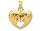 FJC Finejewelers 14k Yellow Gold Best Friend On Heart with Cut-out Paw Charm