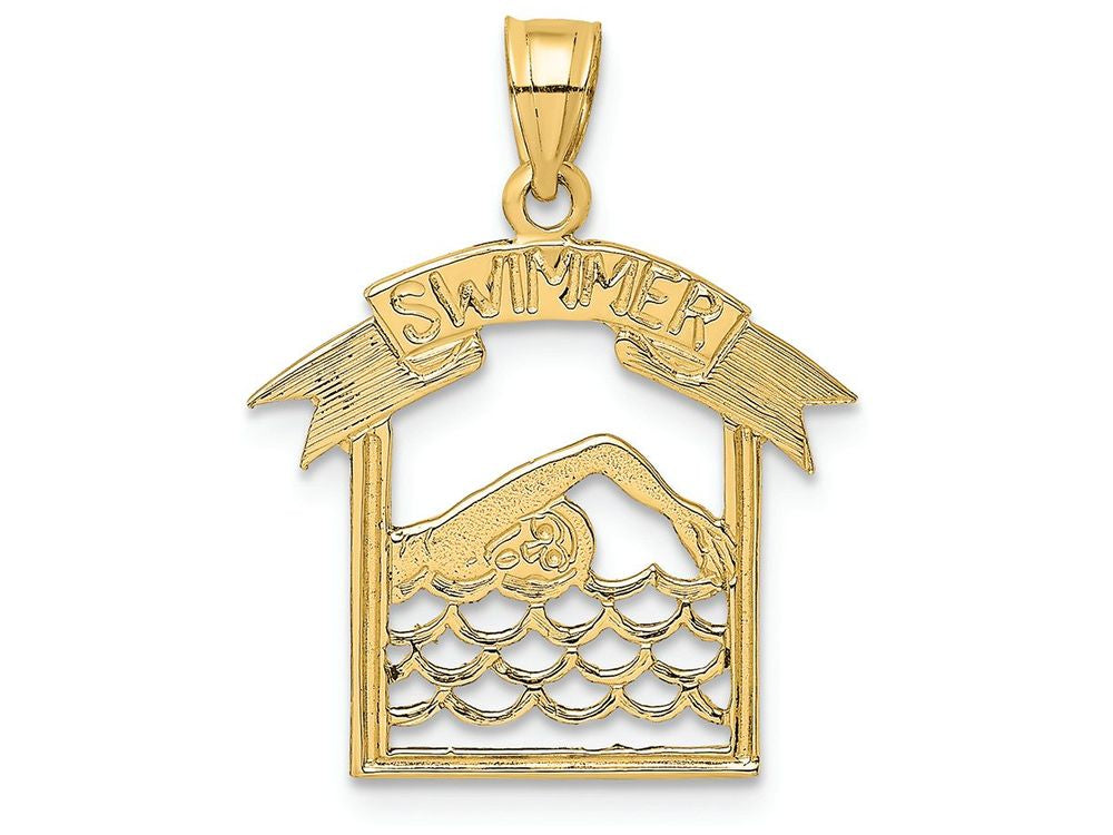 FJC Finejewelers 14k Yellow Gold Swimmer In Frame Charm