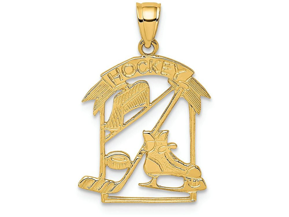 FJC Finejewelers 14k Yellow Gold Hockey Story Framed Charm