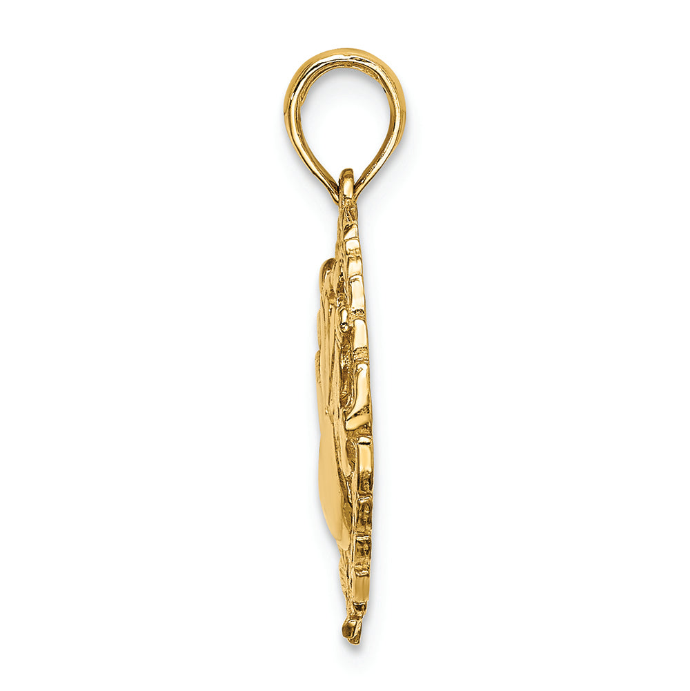 FJC Finejewelers 14k Yellow Gold Bowling Story In Leaf Circle Charm